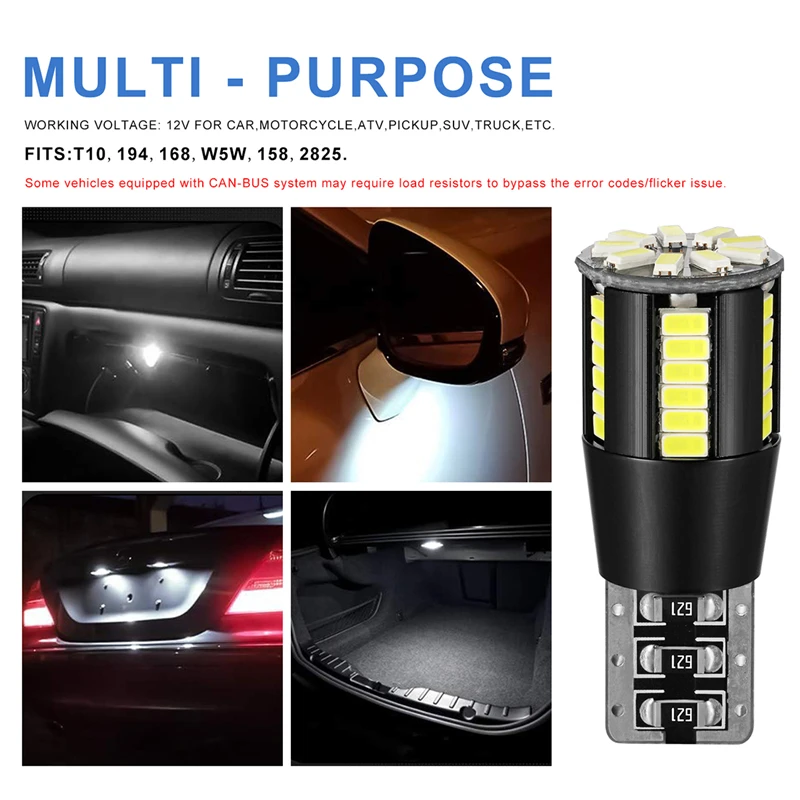 СВЕТОДИОДНЫЙ Автомобильный светильник T10 501 194 W5W SMD 39 2 шт. HID белый canbus без ошибок с