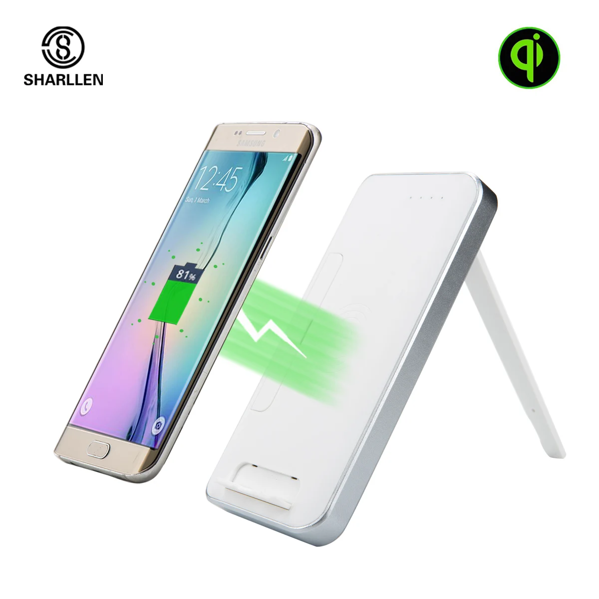 Sharllen 10000mAh Holder Fast Power Bank With Qi Wireless