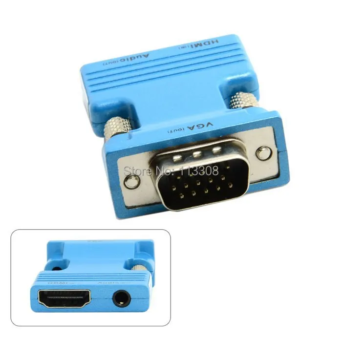 

10pcs/ lots HDMI Female to VGA Male & Audio Output Adapter for PC Laptop Macbook Projector Monitor Blue ,By Fedex UPS DHL