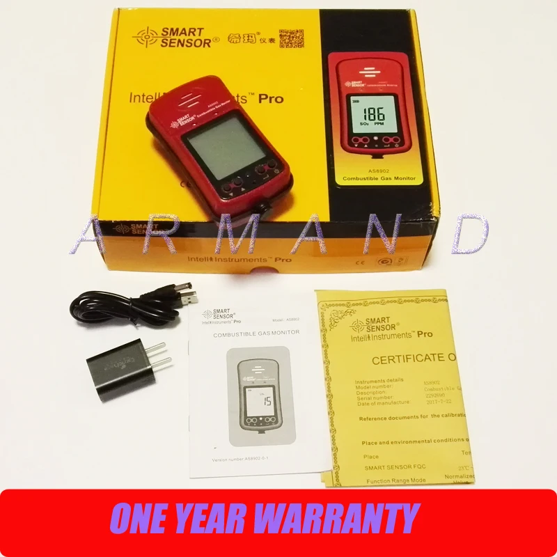 

Portable Combustible gas leak detection detector Smart Sensor AS8902 0-100% LEL Sound Light Alarm