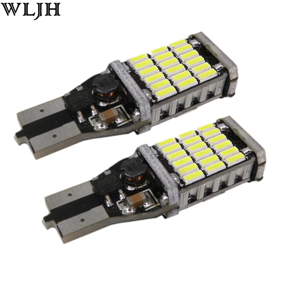 WLJH 2pcs Canbus 15w 4014 SMD W16W Led T15 921 Car Backup Light Reverse