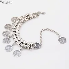 Богемия ретро ножные браслеты с подвесками в форме монет серебро покрытый слоем металла ножной браслет-цепочка модные пляжные бижутерия для ног женские браслеты для щиколотки цепь пье