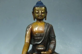 

Tibet Buddhism Temple 100% Pure Copper Bronze Handwork Carved Sakyamuni Buddha