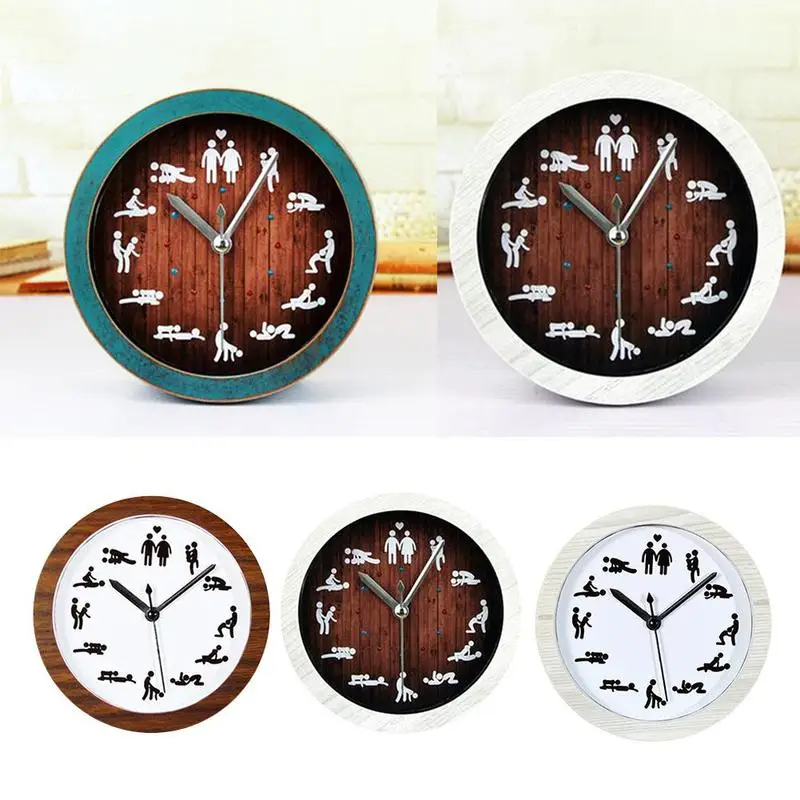 

1pc Creative Design Classic Round Desk Clocks 3D Original Wooden Alarm Clock Silent Table Needle Clock