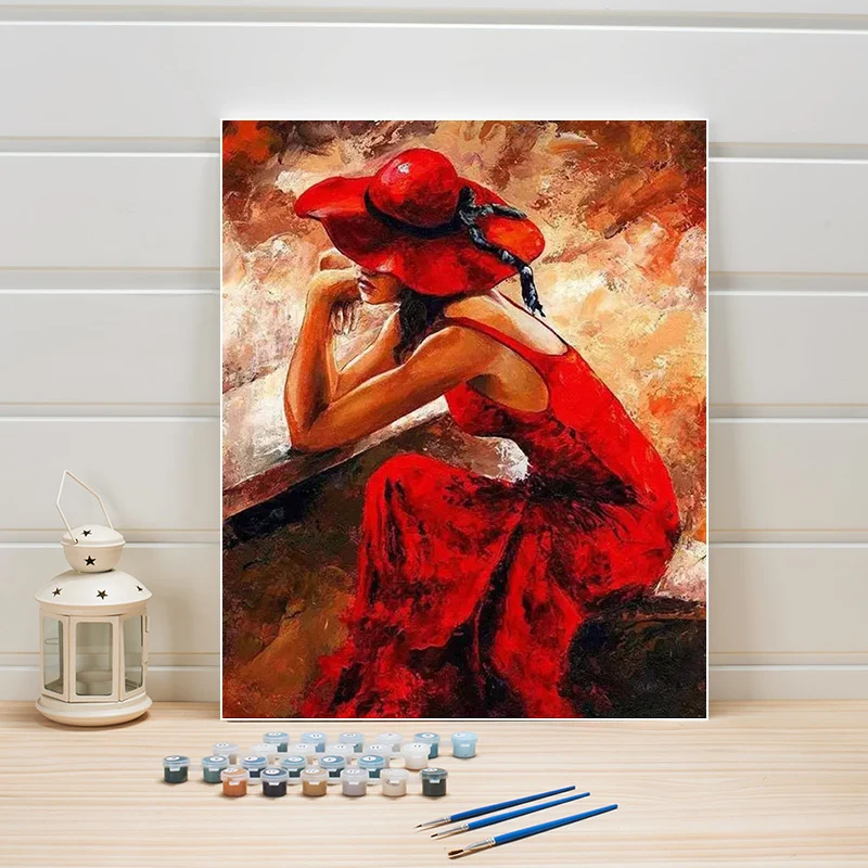 

Painting By Numbers 40x50 Woman , Paint By Number Package , Acrylic Canvas Color Arts, Wall Picture For Bedroom Decor