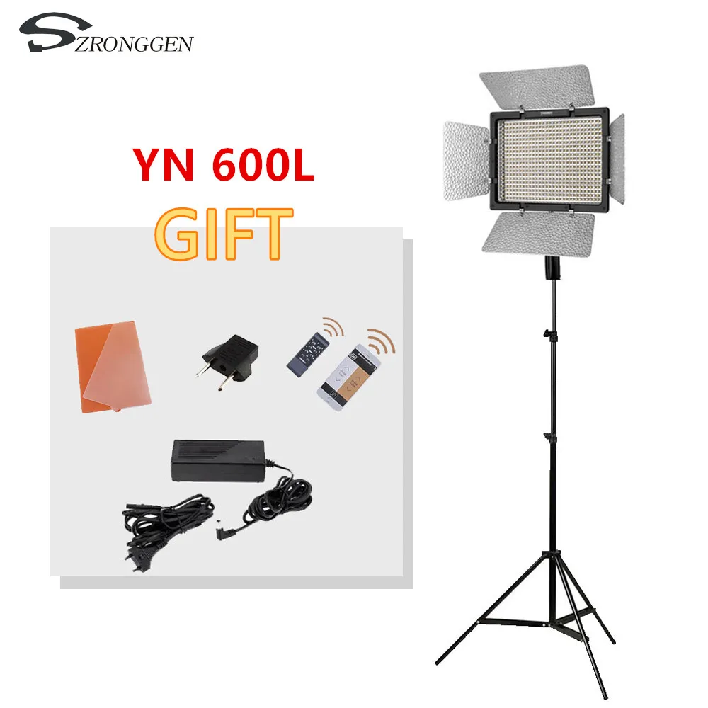 

YONGOUO YN600L YN600 LED color temperature LED video light panel 3200K-5500K photography set+Adapter Optional tripod