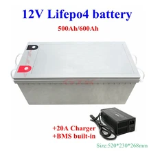 12V 500Ah 600Ah lifepo4 литиевая батарея 12V BMS 4S для RV Инвертор солнечной энергии аккумуляторной батареи автодома аварийная система+ 20A Зарядное устройство
