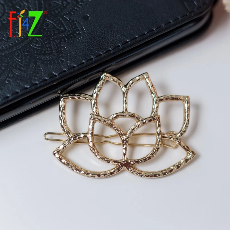 Horquillas 2016 de oro, bellas pinzas de pelo a la moda con forma de loto ahuecada para mujeres, accesorios de joyería