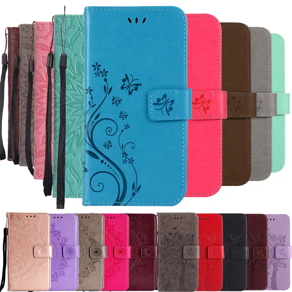 

Luxury Magnetic Flip Case For Samsung Galaxy A50 Embossed Pattern Flower Leather Card Wallet Stand Cover case for samsung A505