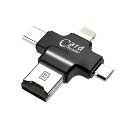 4 в 1 кардридер, карта памяти microSD TF/Micro SD кардридер Lightning usb type C адаптер для iPhone iPad Android Mac камера