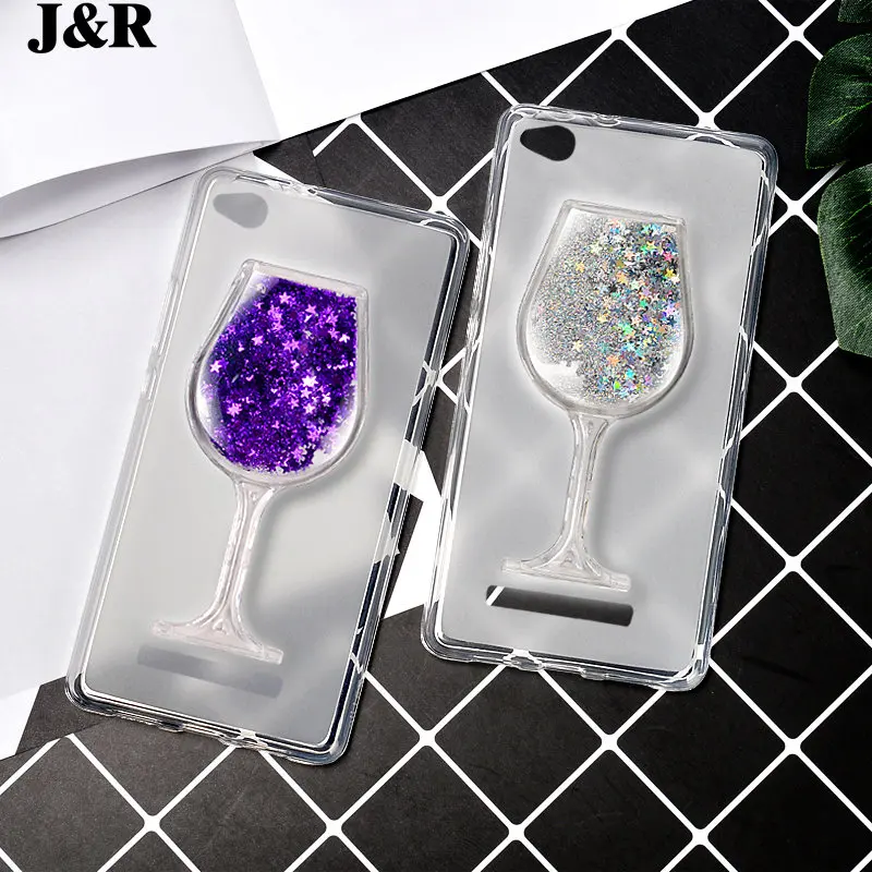 Case For Xiaomi Redmi 4A/Redmi4A/Red Rice 4A Soft TPU 3D Liquid Star Cover Quicksand Dynamic Transparent Wine Glass Cases Bling