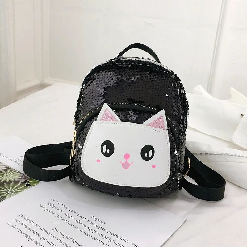 Детский рюкзак с милым котом, маленький рюкзак для мальчиков и девочек с блестками, студенческий рюкзак для детского сада, сумка плюшевый рюкзак, подарок на 5-7 лет