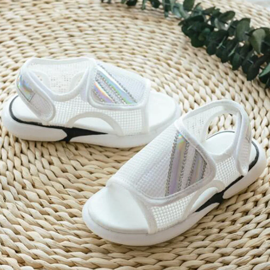 MHYONS/ новые летние детские сандалии для принцесс; женская обувь на плоской подошве с закрытым носком сандалии обувь малыша мальчиков удобные пляжные сандалии - Цвет: Белый