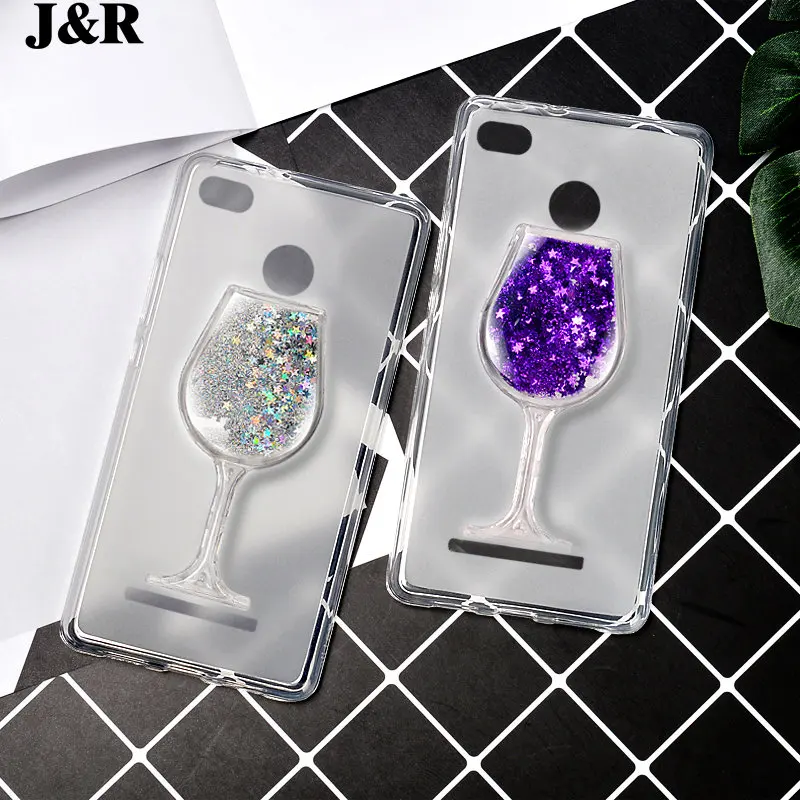 Case For Xiaomi Redmi 3 S 3s 3 X Soft TPU 3D Liquid Cover For Redmi 3s 3 Pro Quicksand Dynamic Transparent Clear Wine Glass
