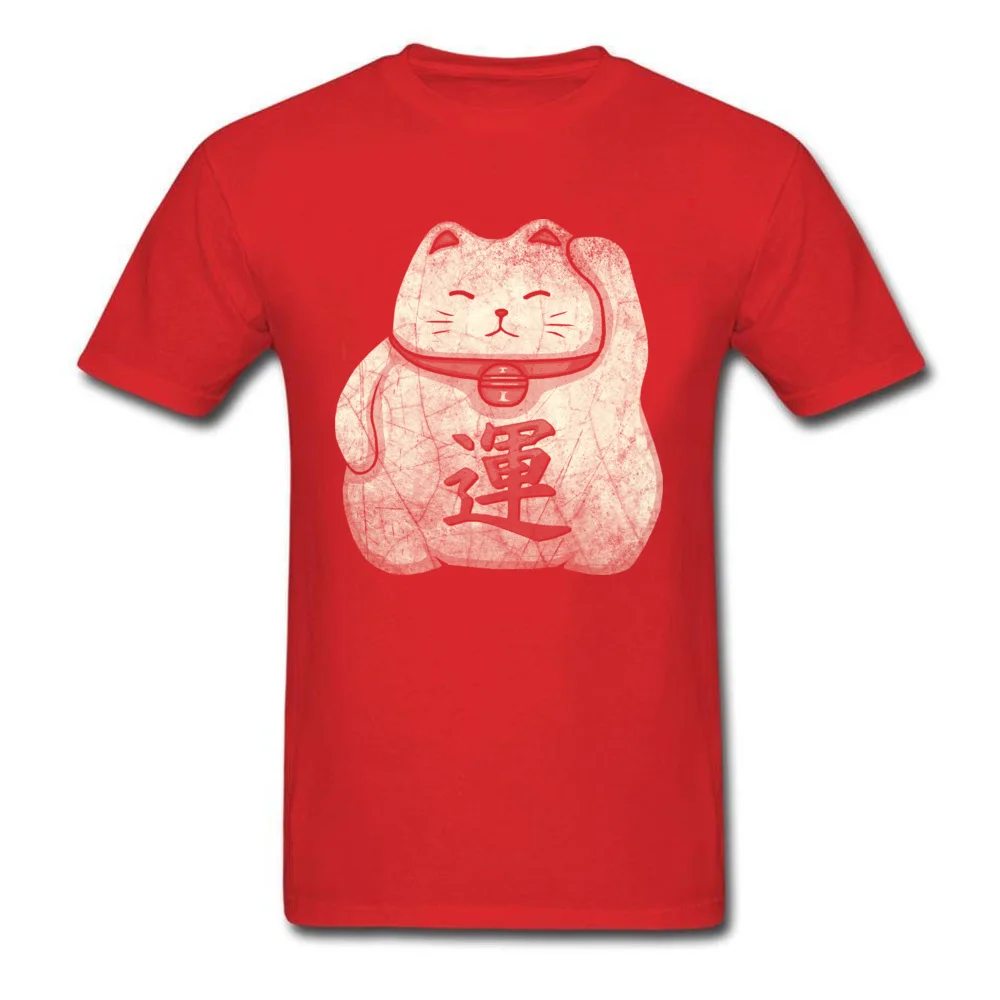 Lucky Cat Grunge T Shirts Short Sleeve Summer Fitted Mens Autumn Tops T Shirt Summer Tops Shirt Crew Neck Pure Cotton Lucky Cat Grunge red