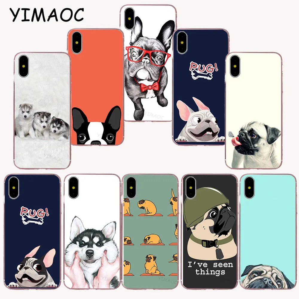 

YIMAOC 183z funny PUG cute Pet dog Soft TPU Silicone Case for iPhone X r s Xr Xs Max 8 7 6S 6 Plus 5 5s SE