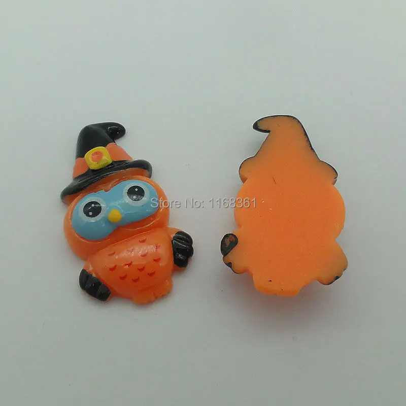 1pcs/lot resin flat back Halloween orange owl 31mm Cabochons Scrapbooking Hair Bow Center DIY Christmas decration C104-5