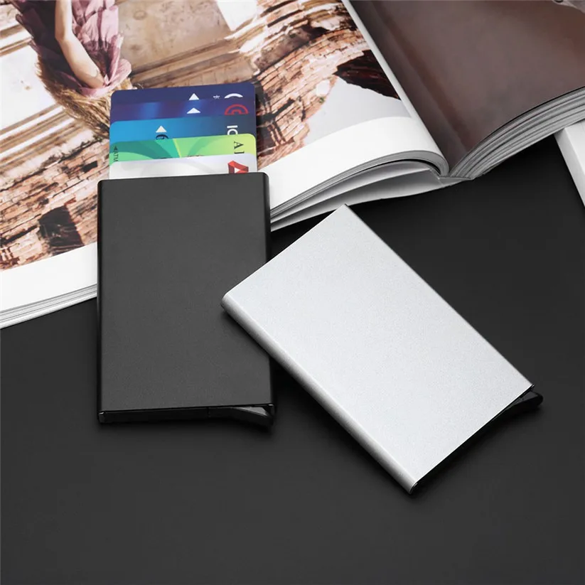 

2018 Brand Elegant Business Credit Card Holder Metal Wallet Porte Carte Pocket Bank ID Card Holder Case Gift Metal Card Holder