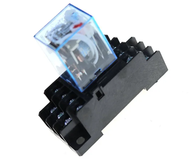 

5PCS MY4NJ 4NO 4NC Green LED Indicator Power Relay DIN Rail 14 Pin + Base Mini relay