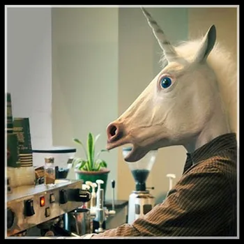 

Free Shipping Unicorn Horse Head Mask Halloween Animal Mask Latex Unicorn Mask Adult One Size fits all Costume mask