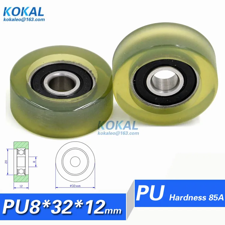 

[PU0832-12] 1PCS glass window door 608RS ball bearing PU TPU counting machine rubber bearing wheel pulley PU60832-12 8*32*12mm