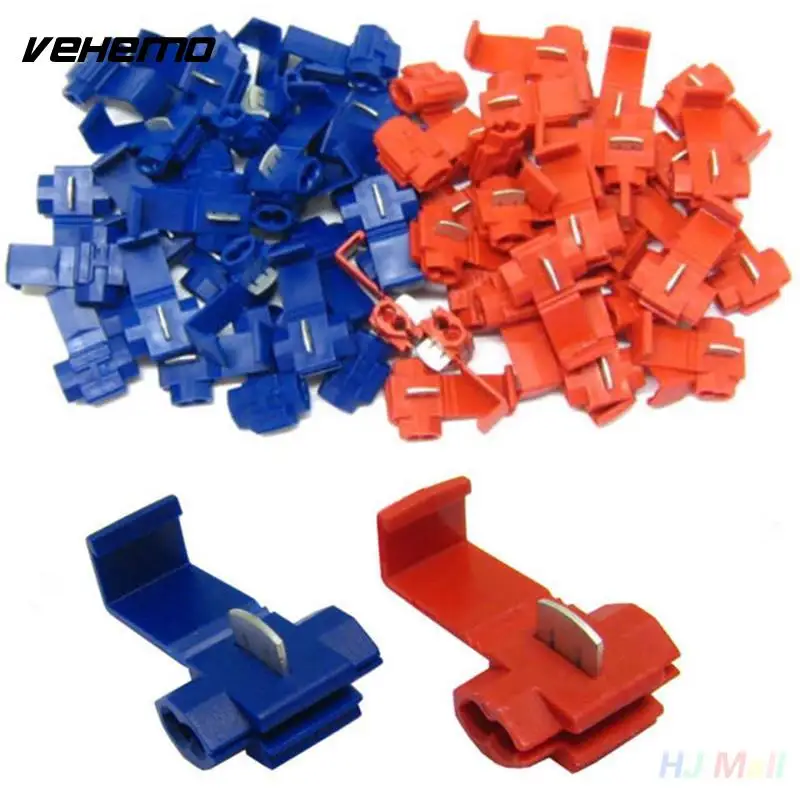

Vehemo 20Pcs Red Blue Electrical Cable Connectors Fast Quick Splice Lock Wire Terminals Crimp Scotchlocks Snap On Connector