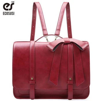 

ECOSUSI 15.3' Laptop Bag Woman Travel PU Leather Handbags in Woman Tote Messenger Bags Shoulder School Bags 2019