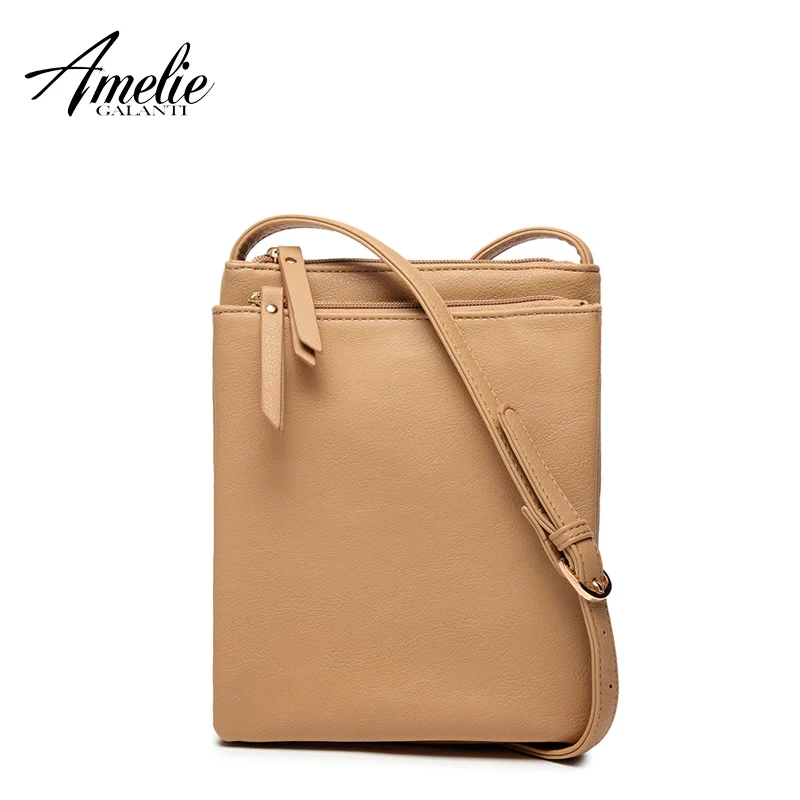 

AMELIE GALANTI hot sale women pu shoulder bag casual flap Contracted style casual solid soft crossbody bag