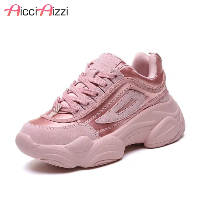 

AicciAizzi Women Leisure Shoes Fashion Vulcanized Shoes Sweet Mixed Color Lace Up Nature Light Daily Shoes Women Size 35-40