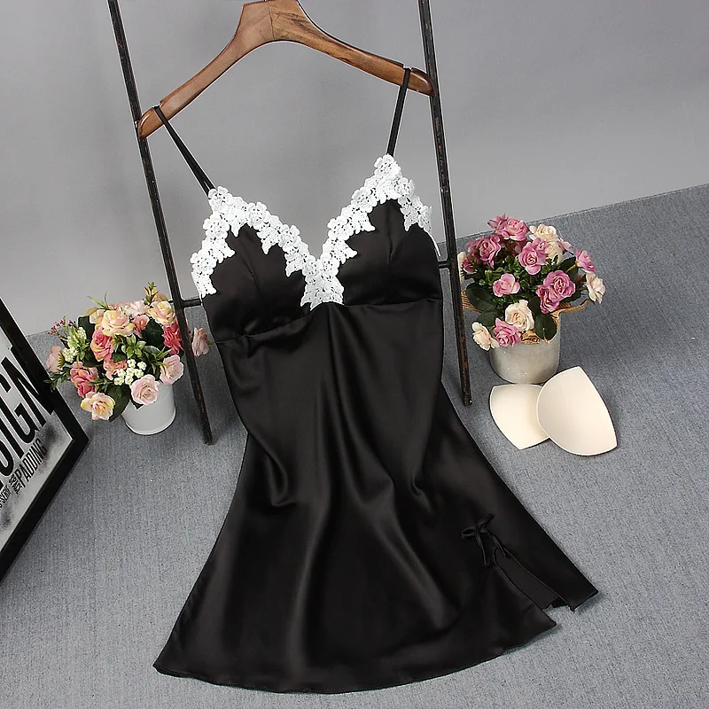 Кружевное платье с цветочным рисунком ночнушка интимное белье сексуальное Разделение юбка на подтяжках, одежда для сна, ночная сорочка Повседневное Спагетти ремень пижама, пеньюар