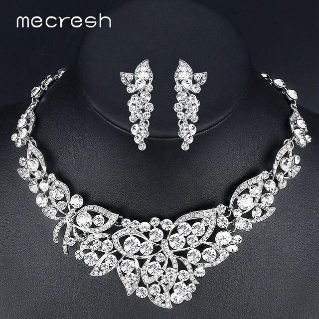 Mecresh Clear Crystal Wedding Jewelry Sets for Women Elegant Butterfly Bridal Pa Mecresh Clear Crystal Wedding Jewelry Sets for Women Elegant Butterfly Bridal Pa