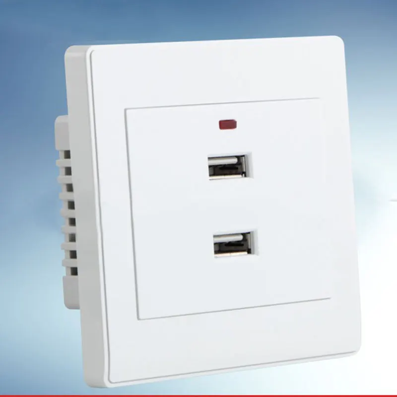 

2.1A 2 Ports USB Wall Mounted Socket Intelligent Charger Outlet Plate Panel Tool
