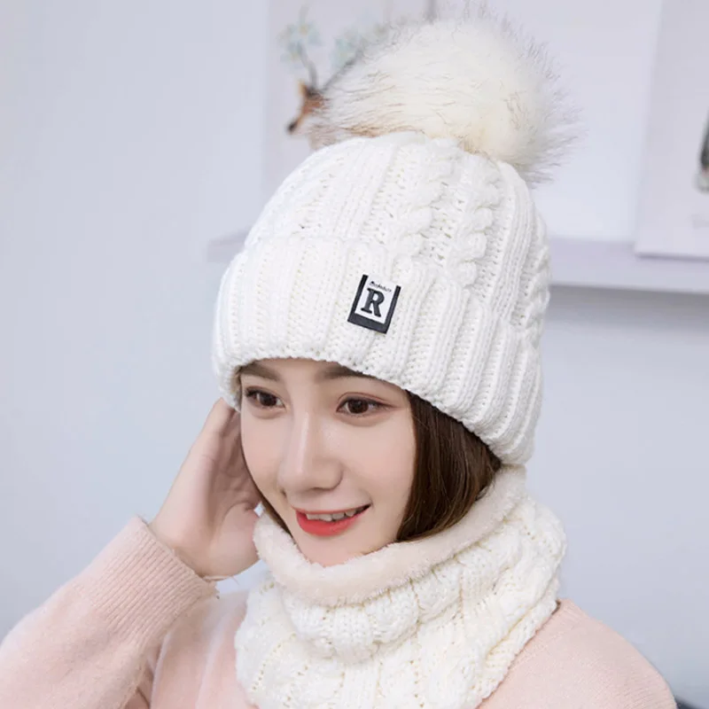 

MAERSHEI 2020 New Pom Poms Winter Hat for Women Fashion Solid Warm Hats Knitted Beanies Cap Brand Thick Female Cap