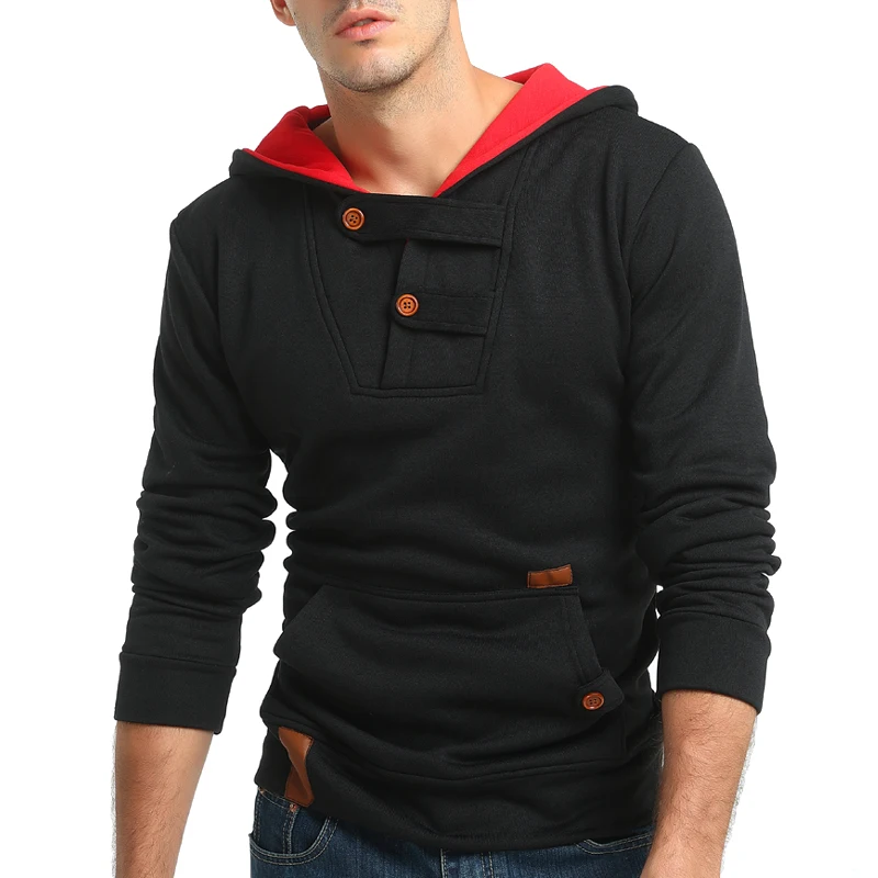 

Hoodie 2019 Brand Fashion Casual Slim Solid Color Sweatshirt Hooded Pullover Men's Cotton Large Size Top Black Camel Sweatshirt