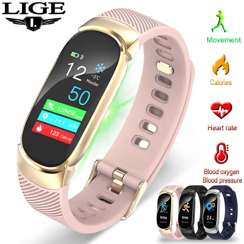 

LIGE Smart Sport Watch Waterproof Wristband Blood Pressure Heart Rate Detection Pedometer Fitness Bracelet Relogio masculino+box