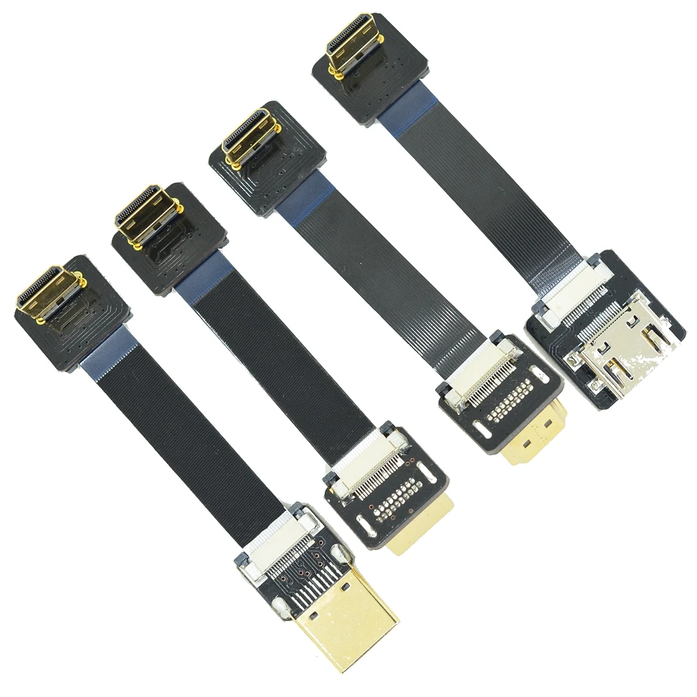 

C2-A FPV Mini HDMI Type C Up angle to HDMI Type A Up Down angled male Female Elbow HDTV Flat FPC Cable for Camera monitor C300