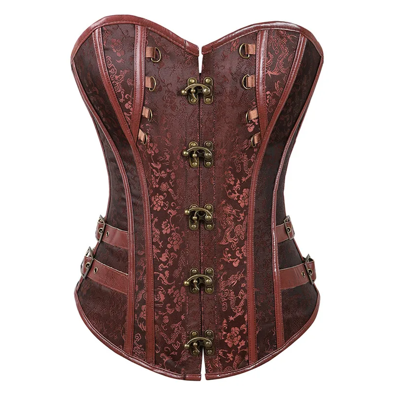 Corset Bustier Top Waist Corset Lace Corset Sapubonva Corset Bustier Steampunk Clothing Women Top Plus Size Vintage Outerwear Corselet Overbust Pirate Costume Brown Black