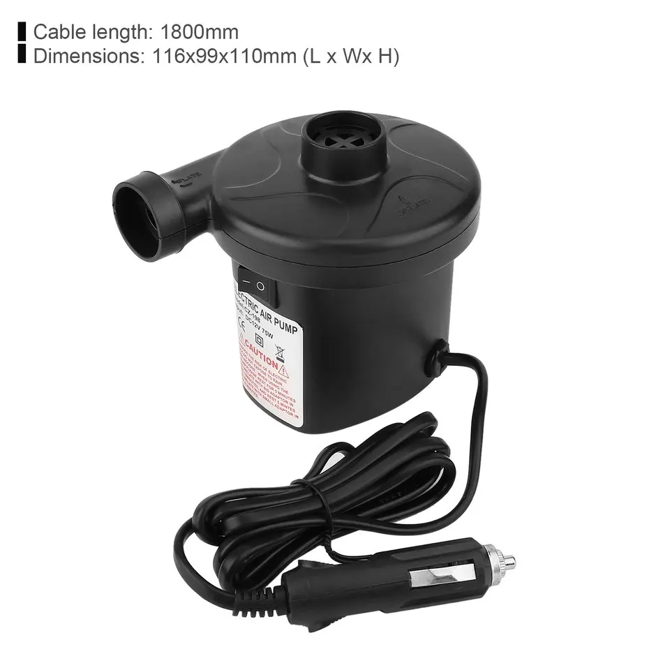 

Smart Quick-Fill AC Electric Air Pump DC12V 75W Best for Airbed Inflatable Boat kids Paddling Pool & Toys Inflator and Deflator