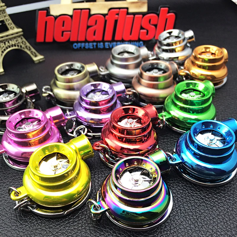 

Creative Spinning New Charming Neo Rainbow Turbo Turbocharger Keychain LED Light Key Chain Ring Keyring Keyfob YSS-0286