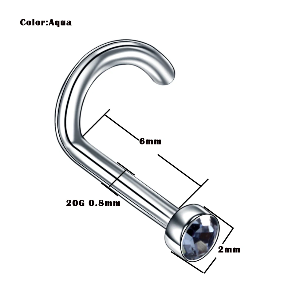 20 шт./лот, G23, титановый пирсинг носа, много штифтов для носа, костные обручи, ноздри, винт, пирсинг, перегородка, ювелирные изделия для тела, пирсинг - Metal color: X20-T0603