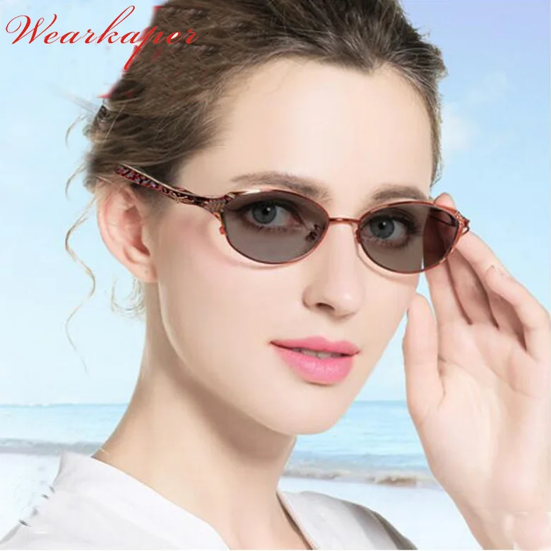 

WEARKAPER Resin coating Hollow Transition Photochromic Reading Glasses Women Presbyopia diopters Gafas de lectura leesbril