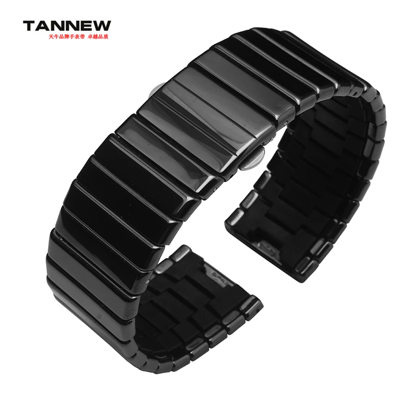 

19mm 24 mm 27mm High quality Silver Depolyment Watch Buckle and White Ceramics Watch Bands Bracelets Common for rado RD6037