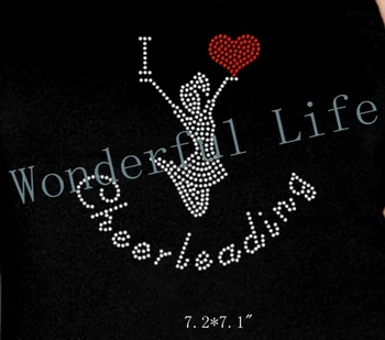 

Free gift & free shipping hotfix Rhinestone transfer motif Rhinestone Iron On Transfer "I Love Cheerleading"