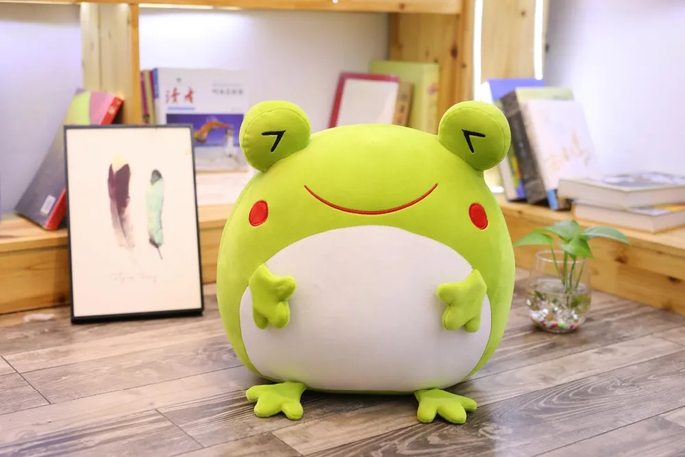 35cm Cute Expression Frog Plush Toy Soft Cartoon Animal Frog Stuffed Doll Sofa Bed Pillow Cushion Household Items Kids Best Gift