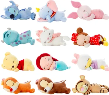 

Cute Lying Sleeping Stitch Little Mermaid Chip Dale Marie Cat Piglet Daisy Donald Duck Dumbo Bear Plush Toy Stuffed Animals