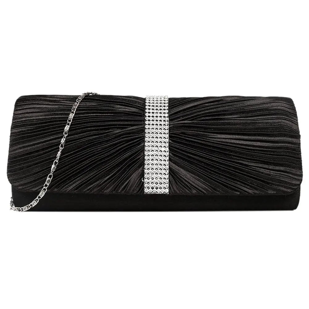 

TFTP-Ladies Satin Diamond Ruffle Party Prom Bridal Evening Envelope Clutch Bag