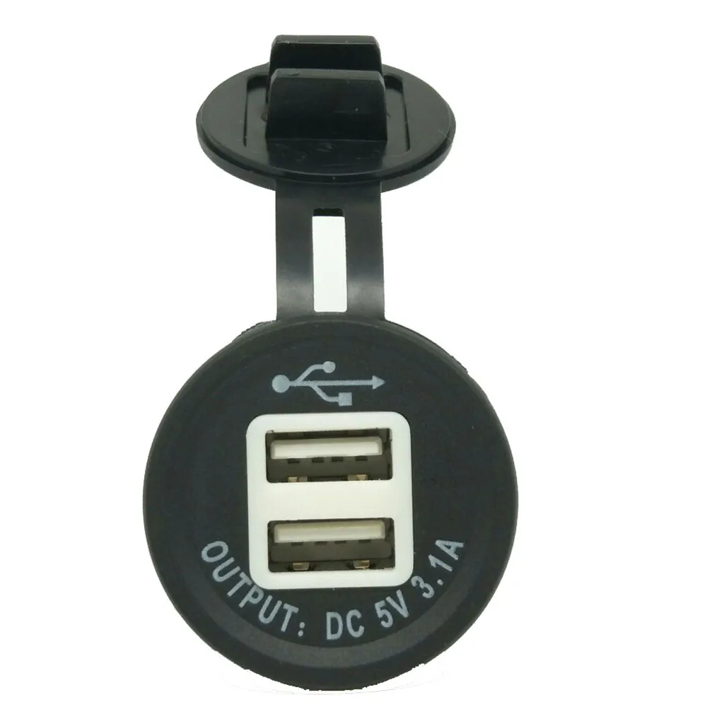 Dual USB Motorcycle Phone Power Supply LED Charger Waterproof Port Socket (5)