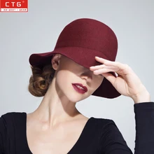 Lady wide brim Wool Fedora Women Chapeu Vintage Jazz Trilby Woolen Cap Classic Fedora Hat Winter Wool Felt Fedoras B-1372