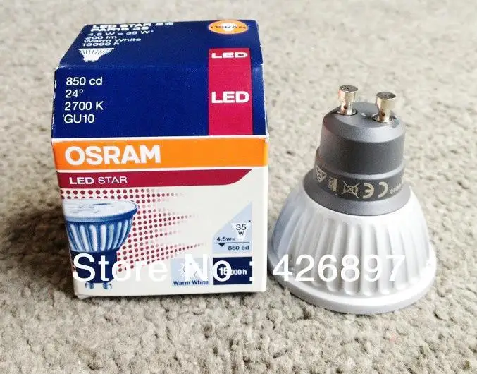 Лампа Ксеноновая OSRAM светодиодный Звезда PAR16 35 220-240V 2700K 3000K 4,5 W или 4,7 W GU10 лампы, 24D 50/60Hz 40mA, теплый белый свет, галогенная 35 Вт для лампы СИД downlights