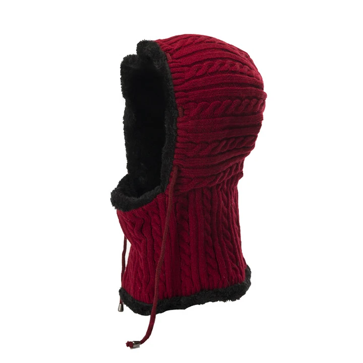 YOZIRON/вязаный шарф, шапка, теплые зимние шапки для мужчин и женщин, взрослых, повседневные Бархатные утепленные женские лыжные шапочки, маска - Цвет: red hat